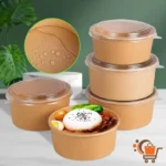 1250 ml biologisch abbaubare Kraftpapierschale mit rPET-Deckel für Take-Away