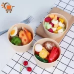 1250 ml Kraftpapierschale mit Salat gefüllt – ideal für Catering und To-Go